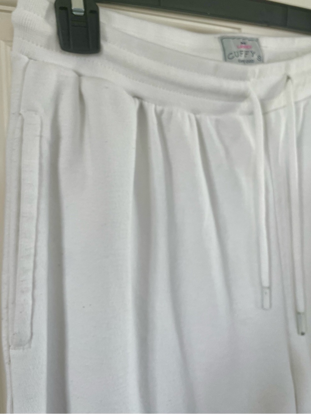 White Drawstring Cropped Lounge Pants - Picture 3 of 5